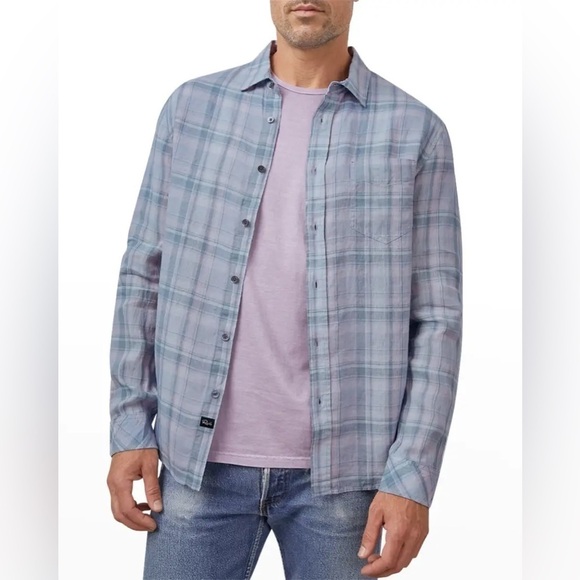 Rails Other - New Rails Mens Havana Plaid Denim Sport Shirt Linen Button Front Long Sleeve S